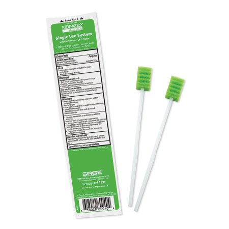 Sage Products Oral Swabstick Toothette® Plus Foam Tip Cetylpyridinium Chloride 0.05% - Pack of 1 - 6120-PK