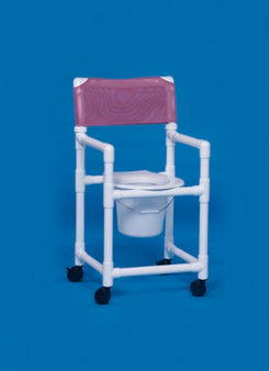 IPU Commode / Shower Chair Standard Fixed Arms PVC Frame Mesh Backrest 300 lbs. Weight Capacity - Each - VL SC20 P MESH-EA