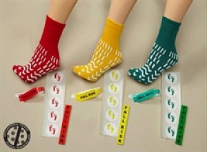 Alba Healthcare Fall Management Slipper Socks Confetti Treads® Large Yellow Above the Ankle - DZ/12 - 90381-DZ