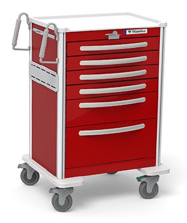 Waterloo Industries Emergency Cart Aluminum 24.5 X 29 X 42 Inch Red 16.5 X 22 Inch, Drawer Height: Four 3 Inch Drawer, One 6 Inch Drawer, One 9 Inch Drawer - Each - UTRLA-333369-RED-EA