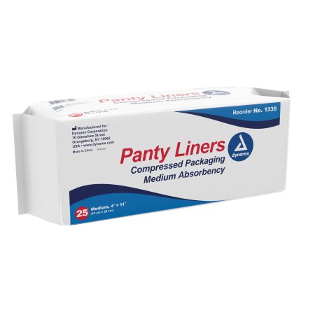 Dynarex Bladder Control Pad Dynarex® 4 X 11 Inch Moderate Absorbency Wood Pulp / Polypropylene / Tissue Core One Size Fits Most - Pack of 25 - 1335-PK