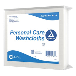 Dynarex Washcloth Dynarex® 12 X 13 Inch White Disposable - Pack of 50 - 1316-PK