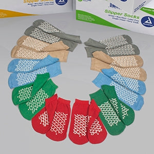 Dynarex Slipper Socks Soft Sole Large Blue Ankle High - Each - 2182-EA