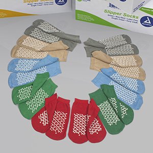 Dynarex Slipper Socks Soft Sole Large Blue Ankle High - Case of 48 - 2182-CS