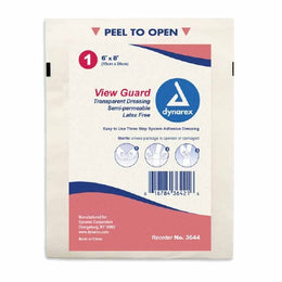 Dynarex Transparent Film Dressing View Guard™ 6 X 8 Inch 2 Tab Delivery Rectangle Sterile - Case of 80 - 3644-CS