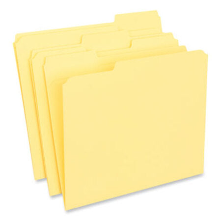 Universal® Reinforced Top-Tab File Folders, 1/3-Cut Tabs: Assorted, Letter Size, 1" Expansion, Yellow, 100/Box - Box of 1 - UNV-16164-BX