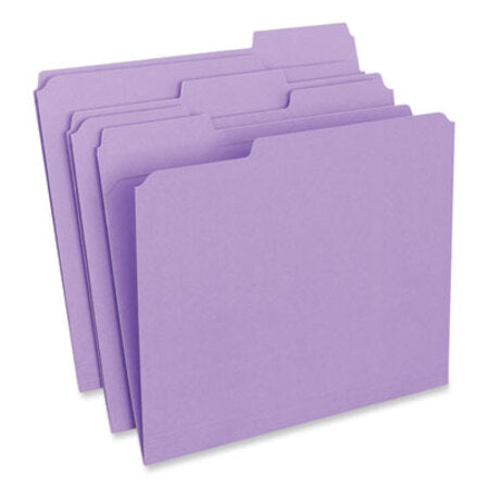 Universal® Reinforced Top-Tab File Folders, 1/3-Cut Tabs: Assorted, Letter Size, 1" Expansion, Violet, 100/Box - Box of 1 - UNV-16165-BX