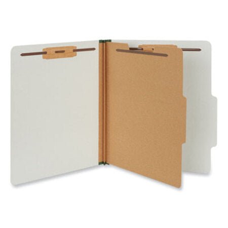 Universal® Four-Section Pressboard Classification Folders, 2" Expansion, 1 Divider, 4 Fasteners, Letter Size, Gray Exterior, 10/Box - Box of 1 - UNV-10252-BX