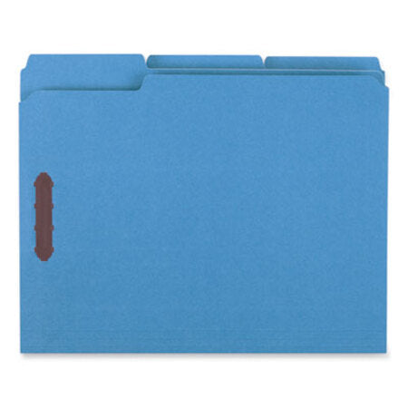 Universal® Deluxe Reinforced Top Tab Fastener Folders, 0.75" Expansion, 2 Fasteners, Letter Size, Blue Exterior, 50/Box - Box of 1 - UNV-13521-BX