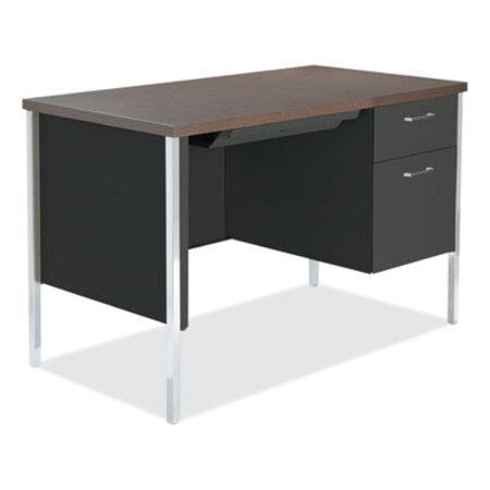 Alera® Single Pedestal Steel Desk, 45.25" x 24" x 29.5", Mocha/Black - Each - ALE-SD4524BM-EA