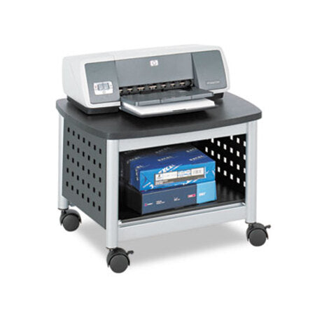 Safco® Scoot Under-Desk Printer Stand, Metal, 2 Shelves, 100 lb Capacity, 20.25" x 16.5" x 14.5", Black/Silver - Each - SAF-1855BL-EA