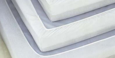 Hospitex / Encompass Group Bed Sheet Essentials Knit Fitted Sheet 36 W X 84 L X 12 H Inch White / Mint Hem Cotton 55% / Polyester 45% Reusable - Each - 49452-647-EA