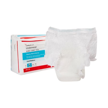 Cardinal Unisex Adult Absorbent Underwear Sure Care™ Pull On with Tear Away Seams Medium Disposable Heavy Absorbency - Case of 100 - 1605R-CS