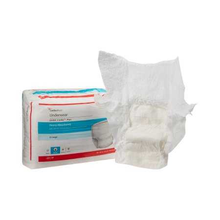 Cardinal Unisex Adult Absorbent Underwear Sure Care™ Plus Pull On with Tear Away Seams X-Large Disposable Heavy Absorbency - Bag of 25 - 1625R-BG