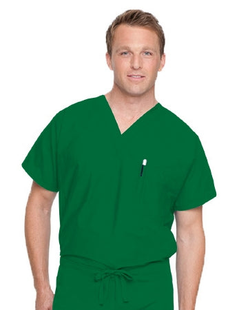 Landau Uniforms Scrub Shirt X-Large Hunter Green 2 Pockets Short Dolman Sleeve Unisex - Each - 7502GHPXLG-EA