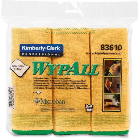 Kimberly Clark Cleaning Cloth WypAll® Yellow NonSterile Microfiber 15-3/4 X 15-3/4 Inch Reusable - Case of 24 - 83610-CS