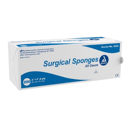 Dynarex Gauze Sponge Dynarex® 2 X 2 Inch 200 per Pack NonSterile 8-Ply Square - Box of 1 - 3222-BX