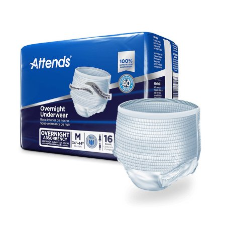 Attends Healthcare Products Unisex Adult Absorbent Underwear Attends® Overnight Pull On with Tear Away Seams Medium Disposable Heavy Absorbency - Case of 64 - APPNT20-CS