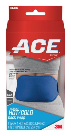 3M Hot / Cold Therapy Wrap 3M™ ACE™ Back One Size Fits Most 25 Inch Wrap Length / 4 X 10 Inch Gel Pack Neoprene-Blend / Plastic / Gel Reusable - Case of 12 - 203960-CS