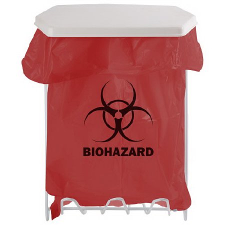 Bowman Manufacturing Biohazard Bag Holder 6.25 X 9.50 X 12.88 Inch, 1 gal., White, Wire Coated, Wall Mount - Each - MW-001-EA