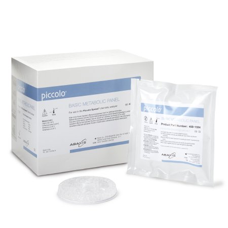Abbott Point of Care Reagent Piccolo® Basic Metabolic Panel Metabolic Assay BUN, Ca, Cl-, CRE, Glu, K+, Na+, tCO2 For Piccolo® Blood Chemistry Analyzer or Piccolo® Xpress™ Chemistry Analyzer 10 Disc / Box - Box of 10 - 07P0204-BX