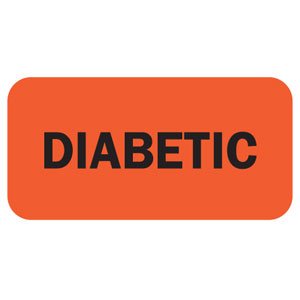 Tabbies Pre-Printed Label Auxiliary Label Red Diabetic Black Safety and Instructional 1-1/2 X 3/4 Inch - Roll of 1 - 40528-RL