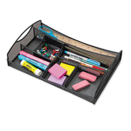 Safco® Onyx Mesh Drawer Organizer, Seven Compartments, 13 x 8.75 x 2.75, Steel, Black - Each - SAF-3262BL-EA