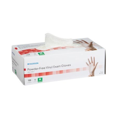 McKesson Exam Glove McKesson Medium NonSterile Vinyl Standard Cuff Length Smooth Clear Not Rated - Case of 1500 - 14-136-CS