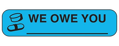 Health Care Logistics Pre-Printed Label Indeed Auxiliary Label Sky Blue Paper We Owe You ____ Black Quality Control Label 3/8 X 1-5/8 Inch - Pack of 1 - 2215-PK