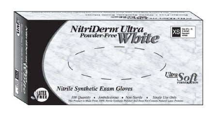 Innovative Healthcare Corp Exam Glove NitriDerm® Ultra White Medium NonSterile Nitrile Standard Cuff Length Fully Textured White Not Rated - Case of 1000 - 167200-CS