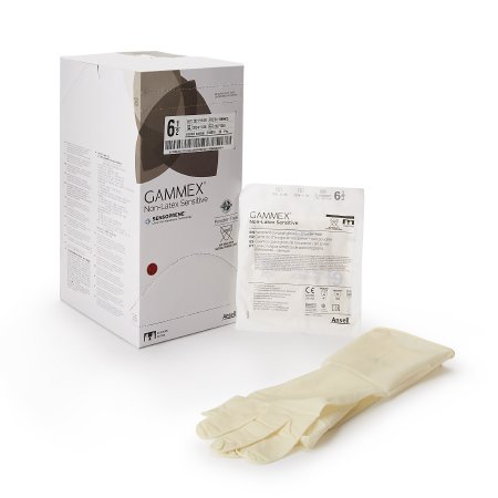 Ansell Surgical Glove GAMMEX® Non-Latex Sensitive Size 6.5 Sterile Polychloroprene Standard Cuff Length Micro-Textured Cream Chemo Tested - Case of 200 - 20277265-CS