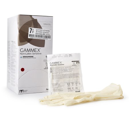 Ansell Surgical Glove GAMMEX® Non-Latex Sensitive Size 7.5 Sterile Polychloroprene Standard Cuff Length Micro-Textured Cream Chemo Tested - Box of 50 - 20277275-BX