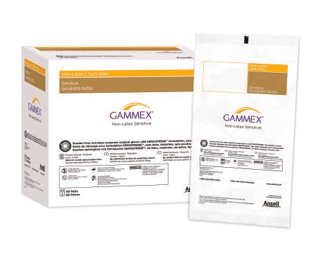 Ansell Surgical Glove GAMMEX® Non-Latex Sensitive Size 8.5 Sterile Polychloroprene Standard Cuff Length Micro-Textured Cream Chemo Tested - Case of 200 - 20277285-CS