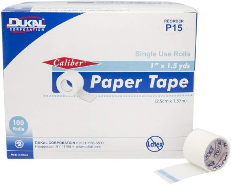 Dukal Medical Tape Caliber™ White 1 inch X 1-1/2 Yard Paper NonSterile - Case of 500 - P15-CS