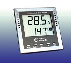 PANTek Technologies LLC Digital Thermometer / Hygrometer with Alarm Fisher Scientific™ Traceable® Fahrenheit / Celsius -40Â° to +158Â°F (-40Â° to +70Â°C) Internal Sensors Desk / Wall Mount Battery Operated - Each - 15077963-EA