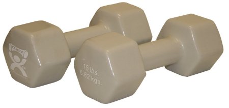 Fabrication Enterprises Dumbbell Pair Hexagon Heads CanDo® 15 lbs. - Pair - 10-0560-2-PR