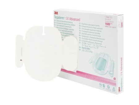 3M I.V. Specialty Dressing 3M™ Tegaderm™ I.V. Advanced Adhesive / Film 4 X 6-1/8 Inch Sterile - Case of 100 - 1689-CS