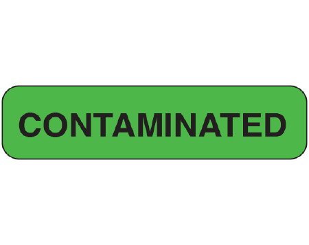 Shamrock Scientific Pre-Printed Label Shamrock Advisory Label Green Vac CONTAMINATED Black Caution 5/16 X 1-1/4 Inch - Roll of 500 - UPCR-1243-RL