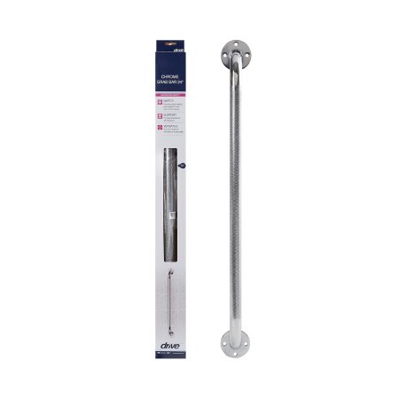 Drive Medical Wall Grab Bar drive™ Chrome Finish Knurled Steel - Box of 3 - 12124-3-BX