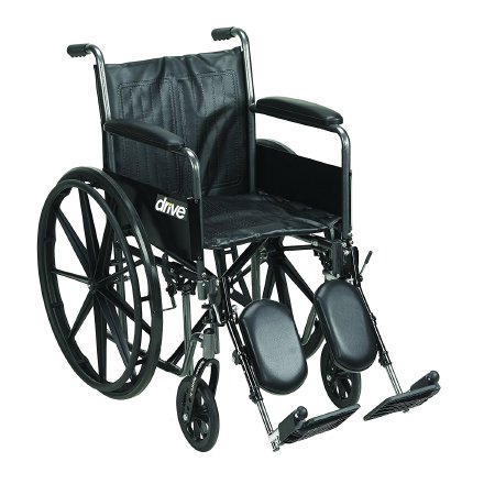 Drive Medical Wheelchair drive™ Silver Sport 2 Dual Axle Full Length Arm Elevating Legrest Black Upholstery 20 Inch Seat Width Adult 350 lbs. Weight Capacity - Each - SSP220DFA-ELR-EA