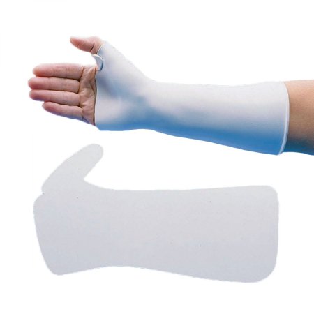 Patterson Medical Supply Wrist Splint with Thumb Spica Rolyan® Pre-Cut / Solid Polyflex II® Thermoplastic Left or Right Hand White Medium - Pack of 3 - A678320-PK