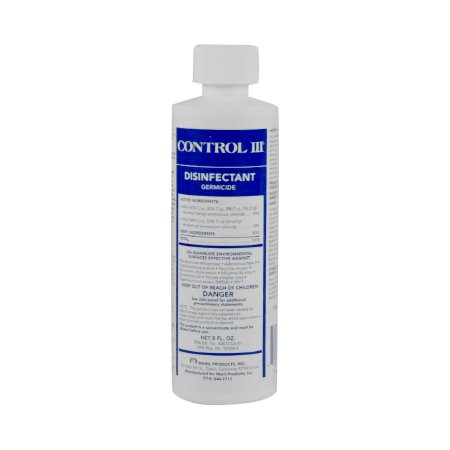 Maril Products Control III® Disinfectant Germicide Surface Disinfectant Cleaner Quaternary Based Manual Pour Liquid Concentrate 8 oz. Bottle Benzaldehyde Scent NonSterile - BT/1 - C3DISH-BT