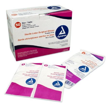 Dynarex Surgical Glove Dynarex Size 7.5 Sterile Latex Standard Cuff Length Fully Textured Ivory Not Chemo Approved - Case of 200 - 2375-CS