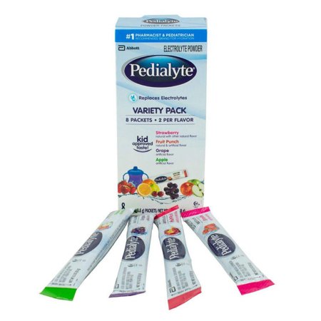 Abbott Nutrition Oral Electrolyte Solution Pedialyte® Powder Packs Fruit Punch / Grape / Apple / Strawberry Flavor 0.6 oz. Electrolyte - Box of 8 - 56090-BX