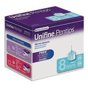 Owen Mumford Standard Insulin Pen Needle Unifine® Pentips® 31 Gauge 8 mm Length NonSafety - Box of 100 - AN3530-BX