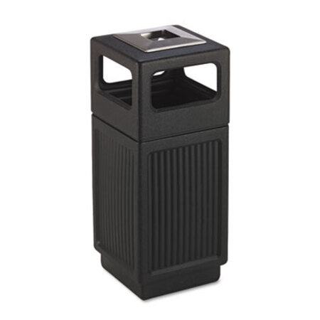 Safco® Canmeleon Recessed Panel Receptacles, 15 gal, Polyethylene, Black - Each - SAF-9474BL-EA