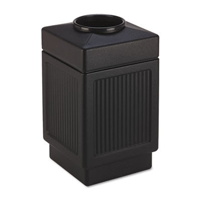 Safco® Canmeleon Recessed Panel Receptacles, Top-Open, 38 gal, Polyethylene, Black - Each - SAF-9475BL-EA