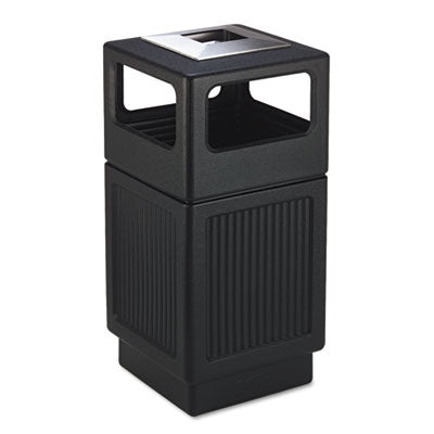 Safco® Canmeleon Recessed Panel Receptacles, 38 gal, Polyethylene, Black - Each - SAF-9477BL-EA