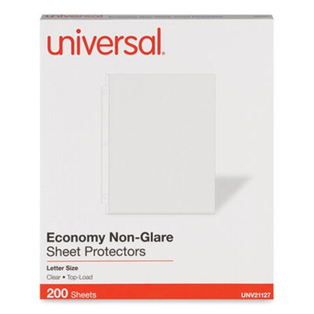 Universal® Top-Load Poly Sheet Protectors, Nonglare, Economy, Letter, 200/Box - Box of 1 - UNV-21127-BX