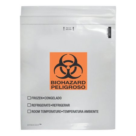 Minigrip Specimen Transport Bag with Document Pouch Speci-Zip® 12 X 15 Inch Zip Closure Biohazard Symbol / Storage Instructions NonSterile - Pack of 50 - IP1215B3T-PK